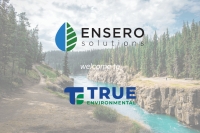 ensero and true logos on mountain forest and river image