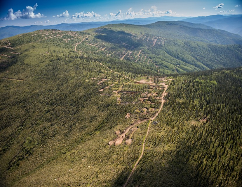 aerial view of mine in canadian mountains