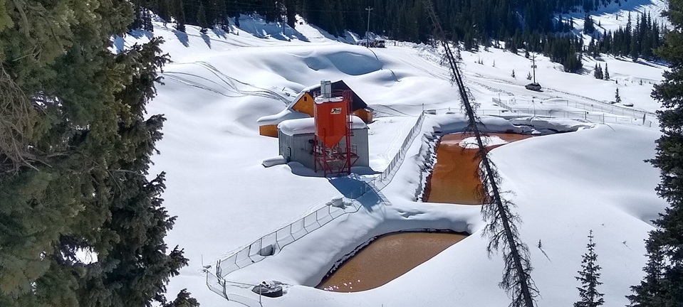 aerial view of project site in snow
