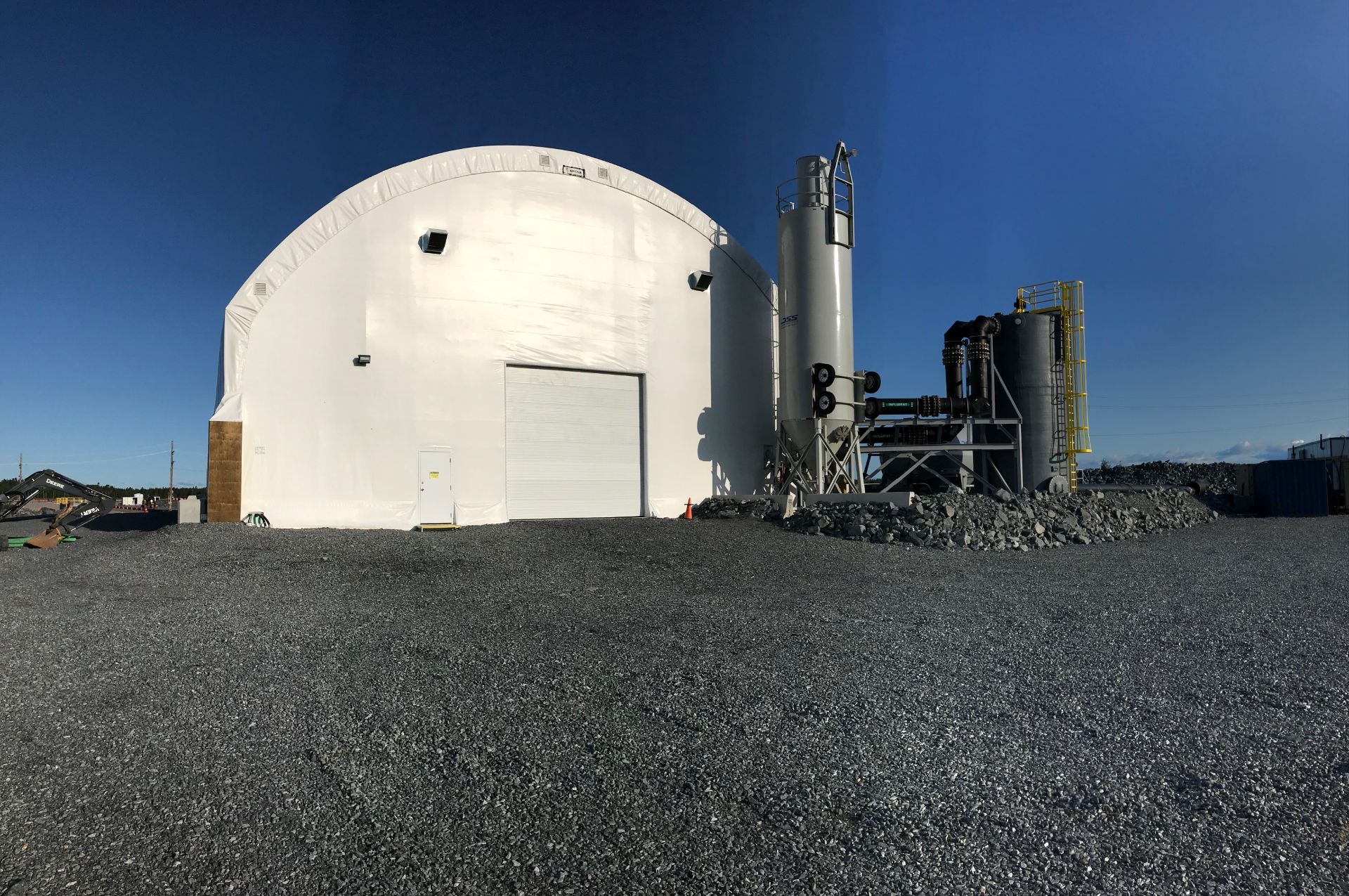 barn building on dirt area