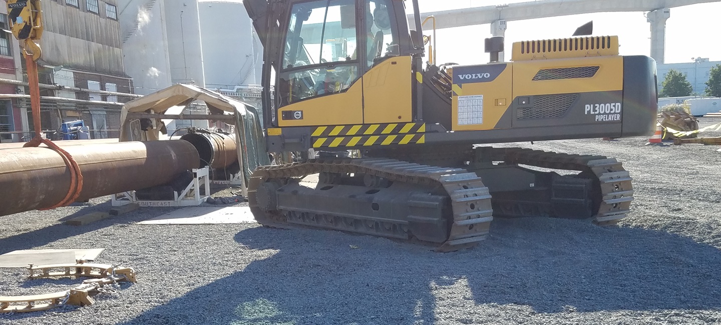 construction equipment with pipes