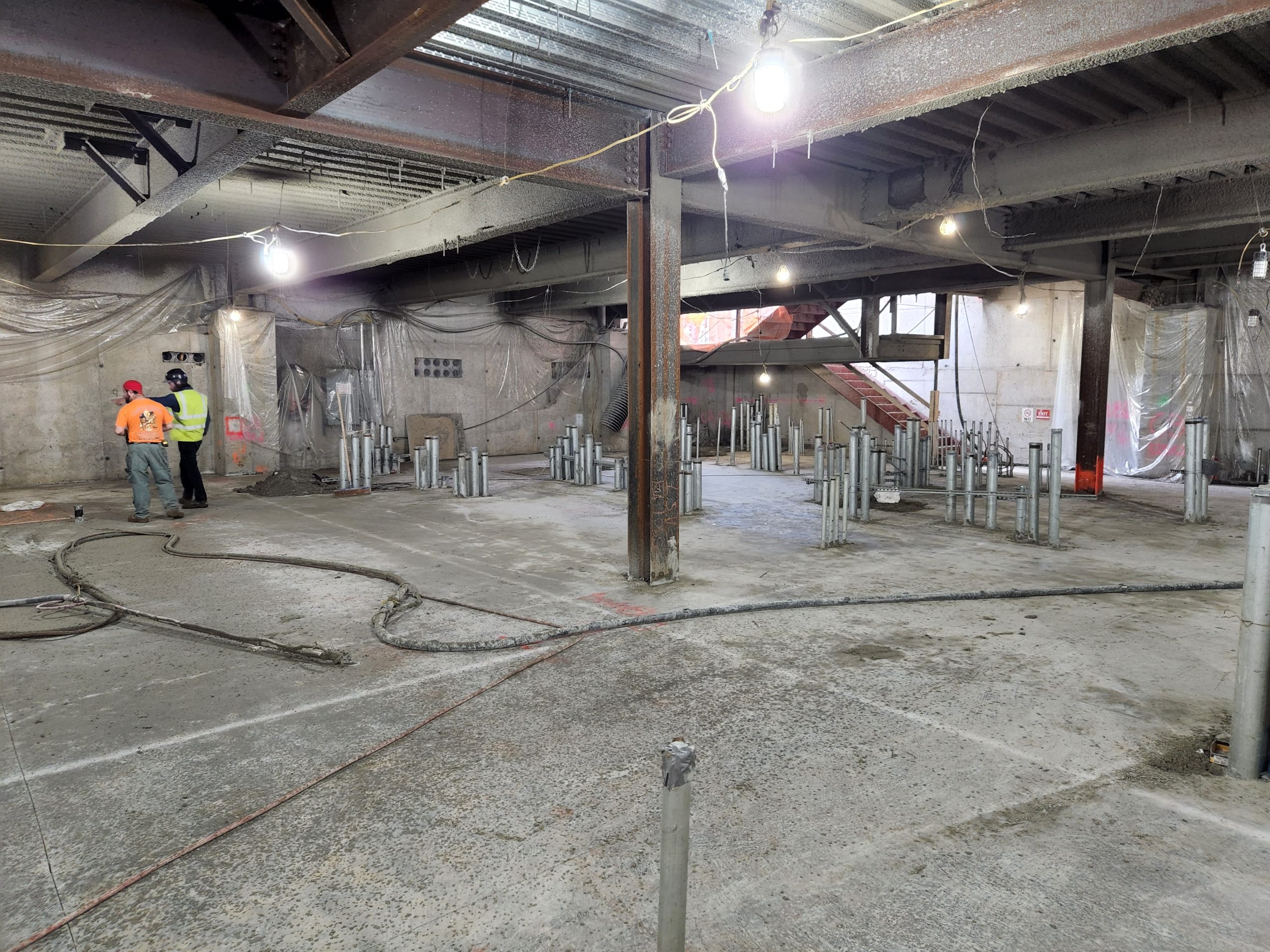 concrete floor being laid