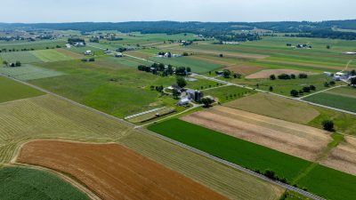 aerial view of agricultural land