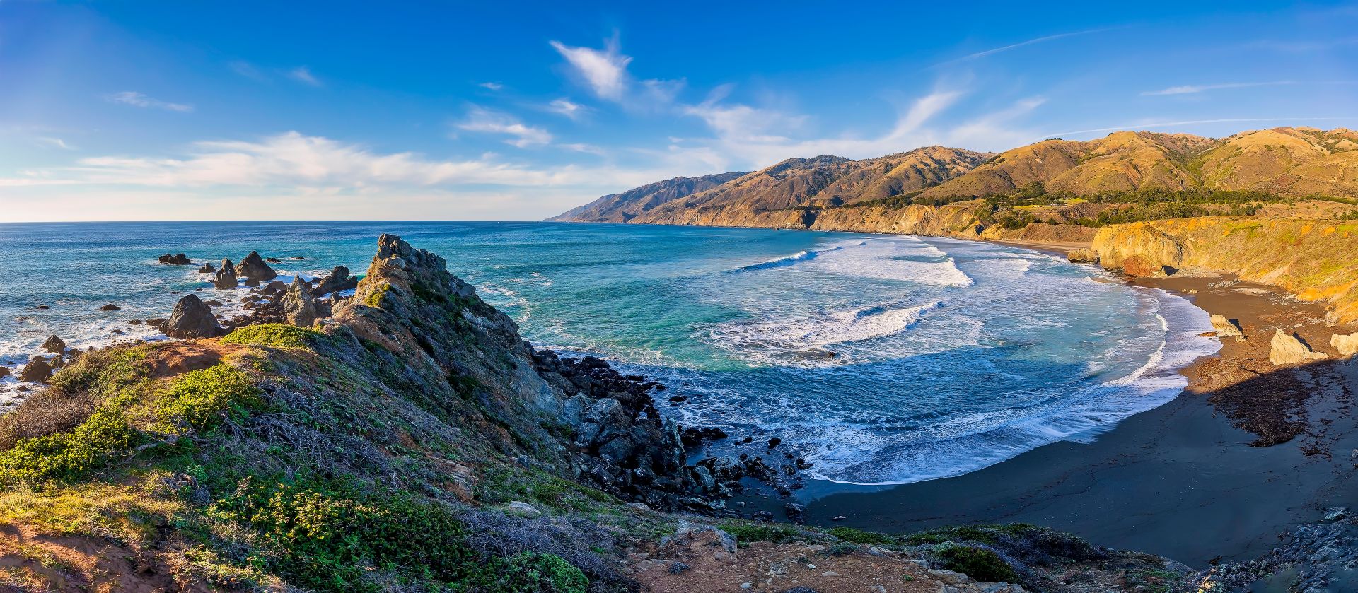 California coast area with view of the ocean and beach