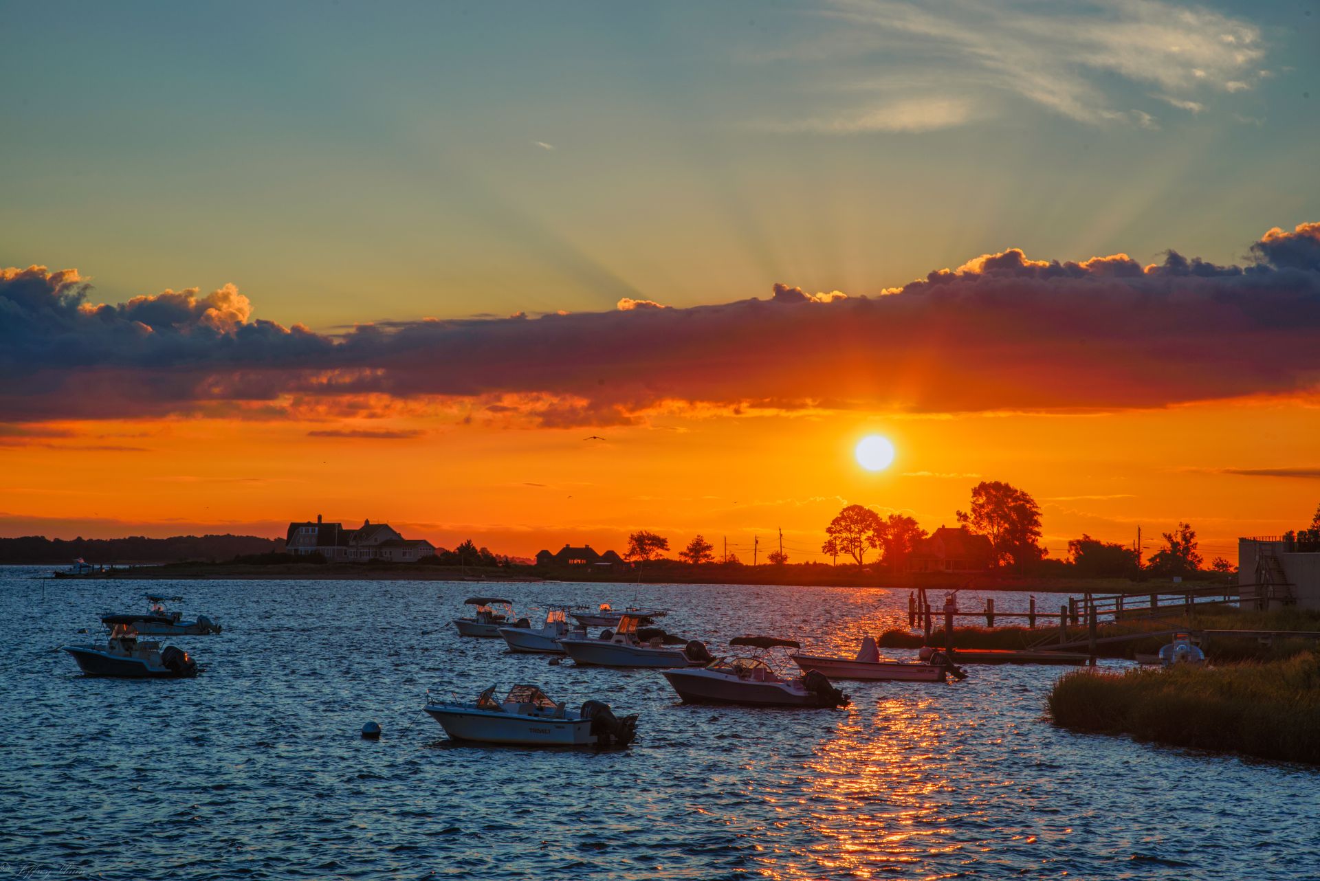 old saybrook harbor in connecticut at sunset