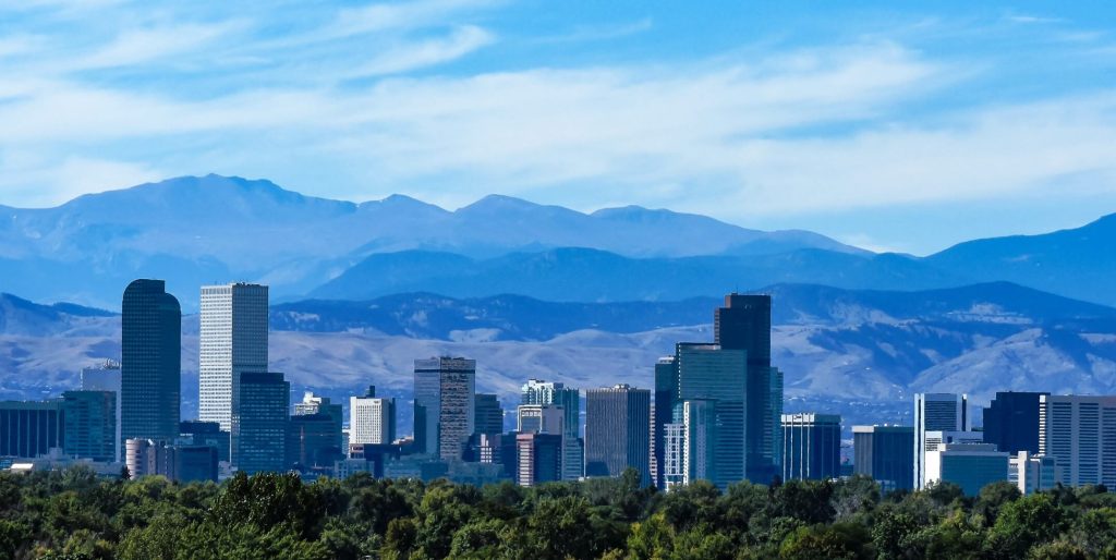 view of denver skyline