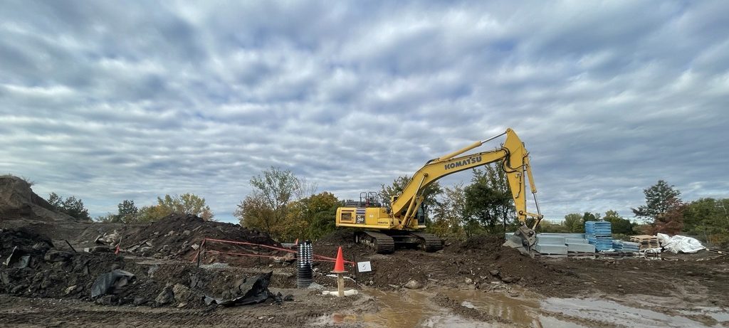 muddy construction site