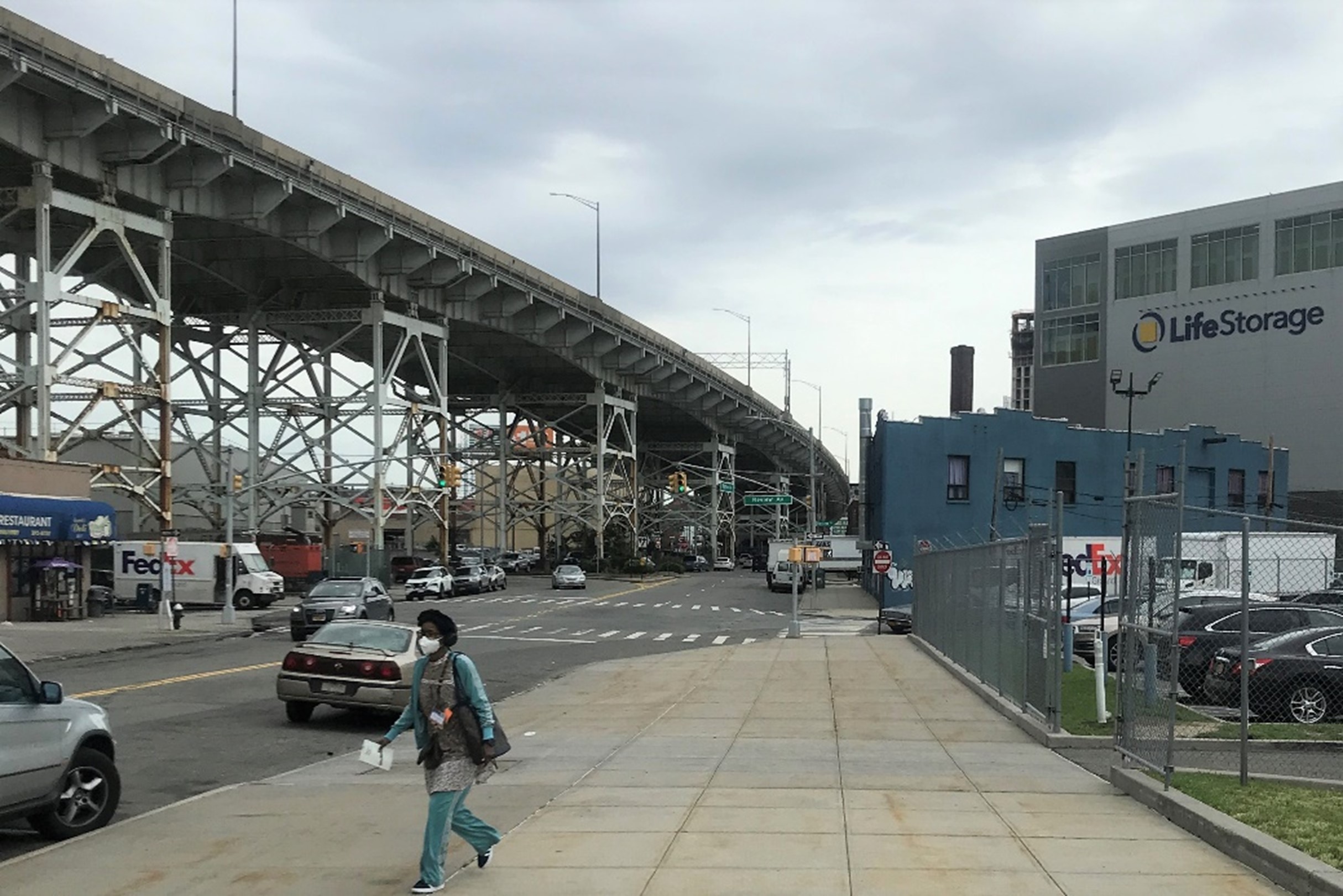 on site at borden avenue with overpass on left in queens