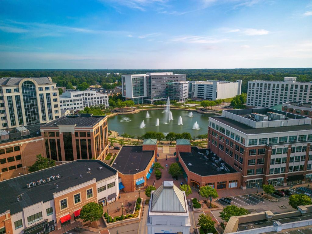 aerial view of newport news virginia city center