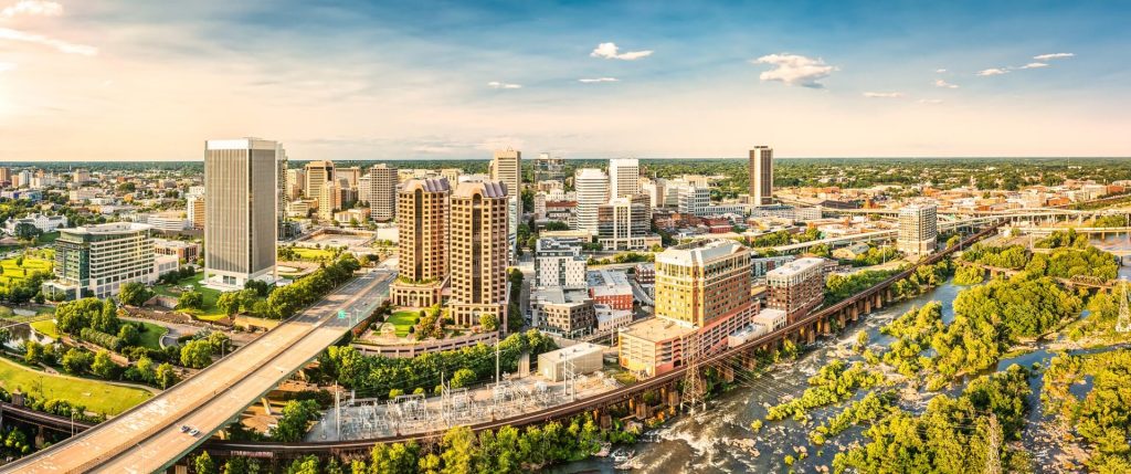 aerial view of richmond virginia skyline