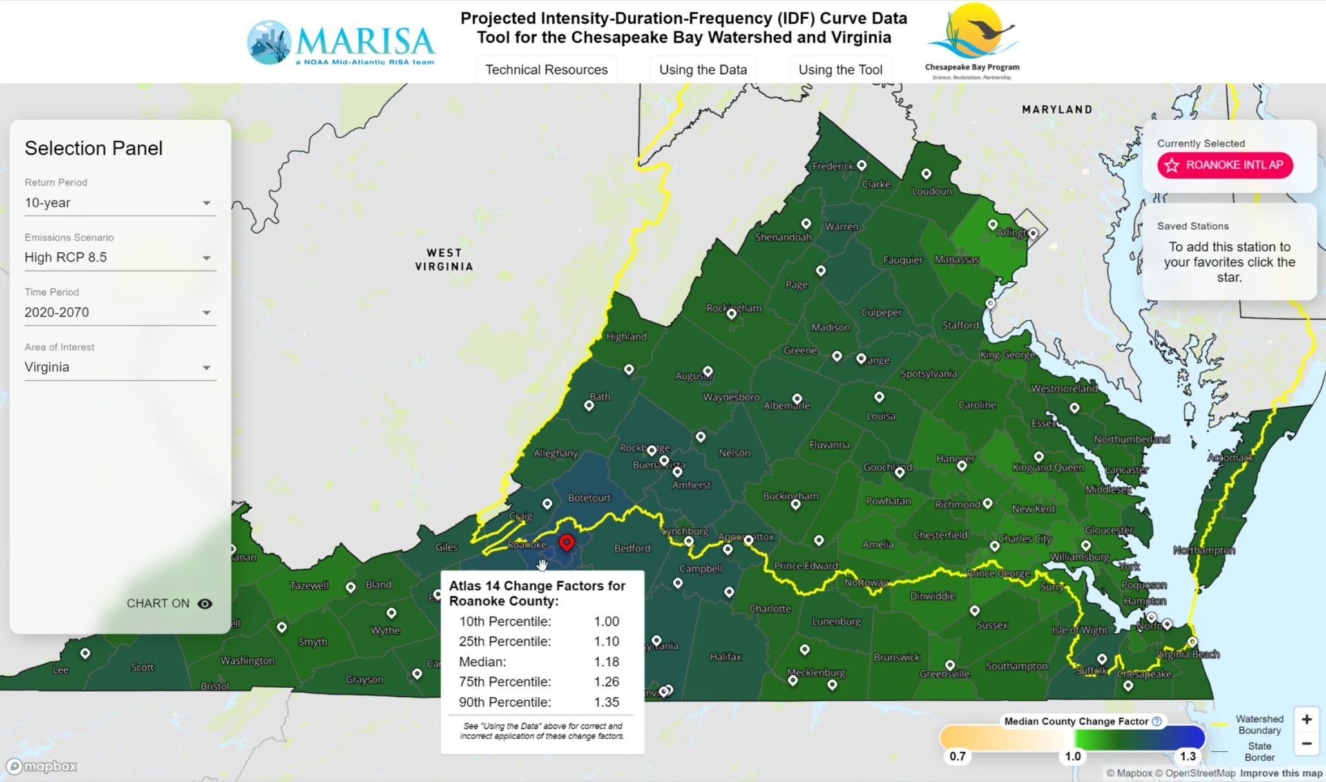 VDOT climate resilience map